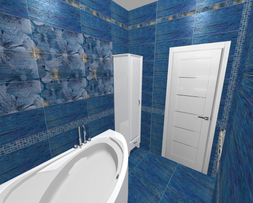 Магия синего цвета в современном интерьере ванной комнаты
