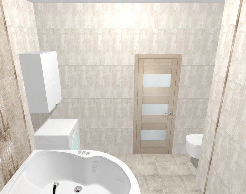 Переливы кремового и бежевого в минималистичном интерьере ванной