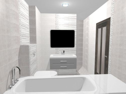 Серо-жемчужная маленькая ванная — элегантный современный стиль