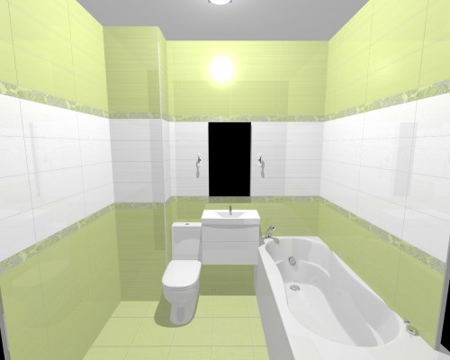 Зеленый и белый: светлая ванная в современном стиле