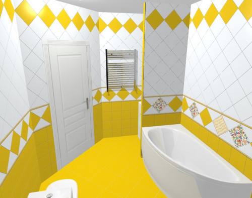 Желтый и белый, ромбики и сердечки: солнечная ванная в стиле «прованс»