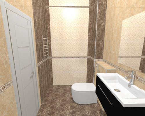Бежевый и коричневый: уютные кофейные тона и мозаика в ванной