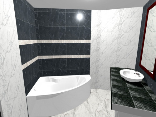 Черный, белый и мозаика: классическое сочетание в ванной современного стиля