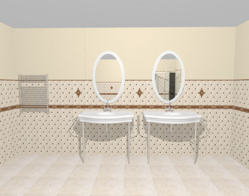 Элегантный дуэт бежевого и коричневого в просторной ванной комнате