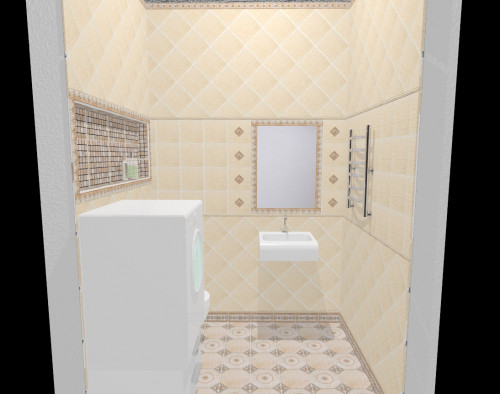 Коричневый орнамент по кремовому полю: туалет в греческом стиле
