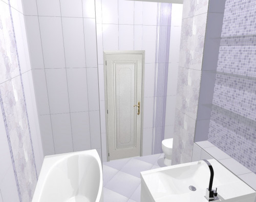 Лавандовый и фиолетовый: современный стиль в ванной с туалетом