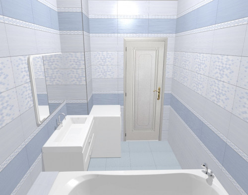 Серо-голубая пастель: светлый интерьер ванной комнаты