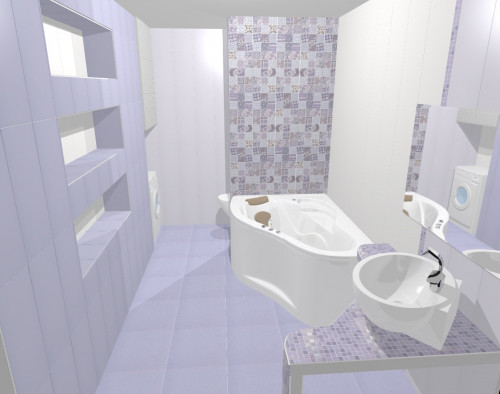 Сиреневая нежность: светлая ванная комната в современном стиле
