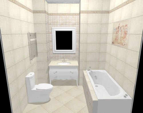 Цвет слоновой кости в классическом интерьере ванной комнаты