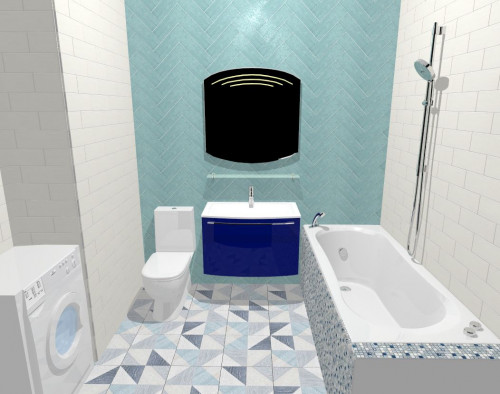 Запоминающийся дизайн ванной: белый, серый и бирюзовый