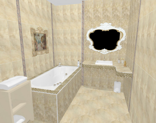 Бежевые и кремовые цвета в ванной дворцового стиля