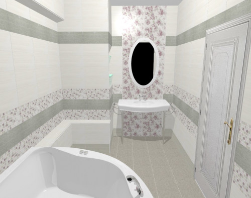 Интерьер ванной в стиле «романтик»: цвет мяты, сиреневый и белый