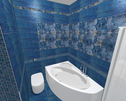 Магия синего цвета в современном интерьере ванной комнаты