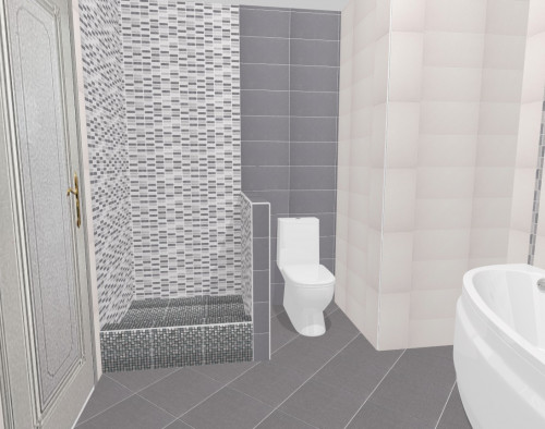 Монохромный интерьер ванной: элегантная пара — белый и серый