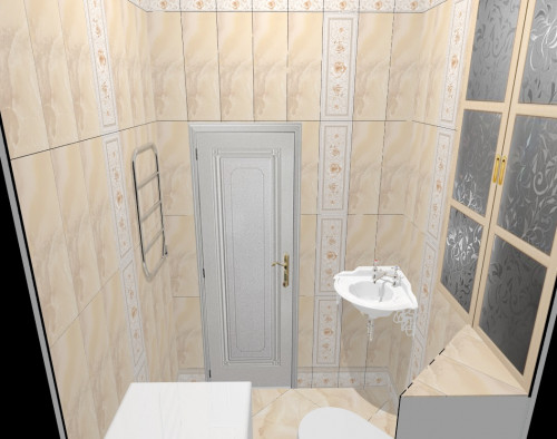 Туалет в классическом стиле — бежевая палитра и рельефные декоры
