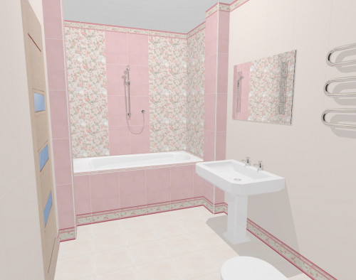 Ванная в стиле «прованс»: цветочные узоры и бело-розовая пастель