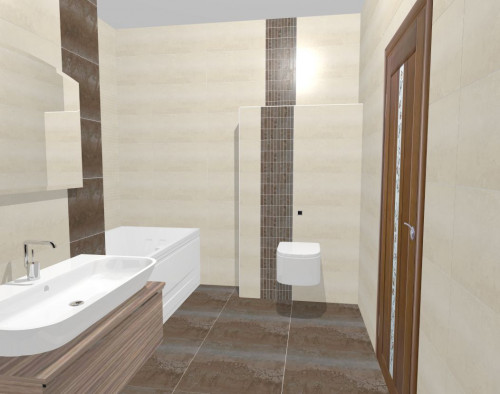 Стильная ванная комната в бежево-коричневой палитре