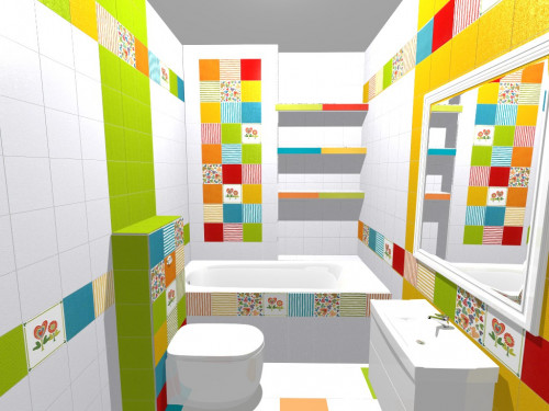 Яркая детская ванная комната: современный стиль и все цвета радуги