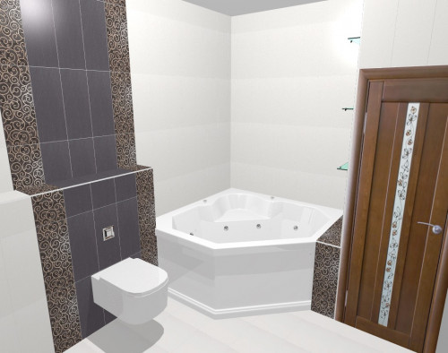 Стильно: черный, белый и золотой в современном интерьере ванной