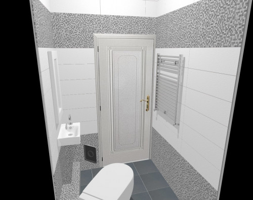Урбанистический интерьер туалета: белый + серый + черный