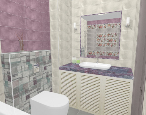 Вариация на тему винтажного стиля: серо-фиолетовая ванная